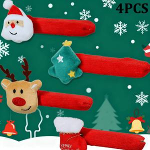 TEMU 4개 크리스마스 문 손잡이 장식, 산타 클로스 문 손잡이 장갑, 크리스마스 트리 장식, 방 덮개, 만화 산타 클로스 문 손잡이 장갑, 일회용종이컵, 일회용접시