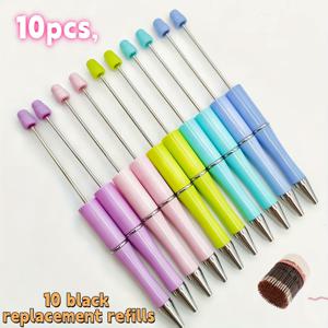 TEMU 20개 세트 카키 비즈 펜 주얼리, DIY 펜 문구 창의적인 공예, 친구, 선생님, 학교 사무실 문구용 블랙 잉크 볼펜 선물 세트