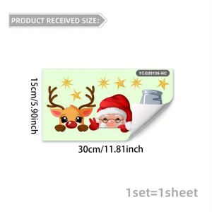 TEMU 1개 축제 & 사슴 야광 변기 스티커 - 30x15cm 자가 점착 PVC 욕실 데칼, 빛나는 별 포함, 휴일 홈 데코, 욕실 장식|빛나는 효과|간편한 부착, 크리스마스 욕실 장식에 적합