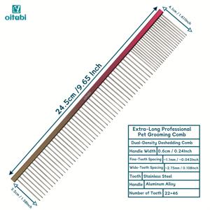 TEMU 오이타비 초장형 펫 그루밍 빗 전문가용 가늘고 두꺼운 빗 강아지 빗 매듭과 엉킴 제거 이중 이빨 빗 탈모 도구, 매끄러운 이빨 디자인,고품질 빗,빗질용 브러시,그루머 도구 키트