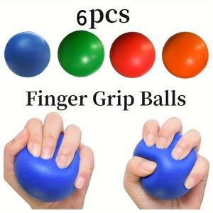 TEMU 6개 PU 손가락 그립 강화 운동 볼 - 민첩성 향상, 스트레스 해소, 근육 발달을 위한 손력 강화기 - 비충전식 파워 모드, 빨간색, 손가락 운동기, 민첩성 훈련기, 인체공학적 디자인, 내구성 좋은 소재, 그립 트레이너