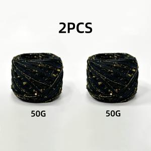 TEMU 2개 세트 럭셔리 블랙 골드 글리터 실 - 반짝이는 쉬머링 & 크로셰 공예용 실 (블랙, 골드, 브라운) - DIY 핸드메이드, 모자, 가방, 인형 제작용 - 모든 기술 수준의 공예 재료