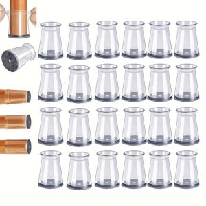 TEMU 24개입 헤비듀티 실리콘 의자 다리 바닥 보호 패드 - 소음 감소, 스크래치 방지 미끄럼 방지 가구 패드 / 하드우드 바닥용 블랙 캡, 간편 설치 (도구 불필요) - 의자, 테이블, 계단, 바닥 호환 - 내구성 강화