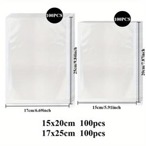 TEMU 200개입 진공 포장백, 수비드 요리용 고강도 플라스틱 식품 보관백, 밀폐 기능, 수비드 머신 호환, 식사 준비, 고기·채소·과일 신선도 유지, 재사용 가능한 주방 필수품