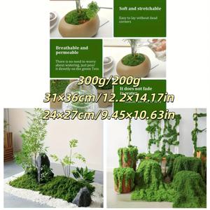 TEMU 300g/200g 인공 이끼 - 테라리움, 미니어처 조경, 수직 꽃 장식 & 데스크탑 화분용 사실적인 녹색 잎 - 내구성 있는 원단, 테라리움용 이끼, 테라리움 장식, 자연스러운 외관, 장식용 이끼