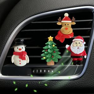 TEMU 산타 클로스 & 사슴 자동차 에어 벤트 장식 - 빨간 스카프 & 수염이 있는 축제 분위기의 대시보드 장식, 내구성이 뛰어난 ABS 소재, 간편한 설치, 크리스마스 축하 행사, 크리스마스 장식에 적합, 자동차 에어 벨트 장식