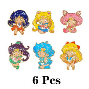 TEMU 6개 세트 창의적인 카툰 브로치 패션 세일러문 츠키노 우사기 에나멜 핀 백팩 의류 주얼리 메탈 배지 액세서리 선물 드레스 액세서리 옷 가방 참, 패션 액세서리,의류 장식,스타일리시 핀,귀여운 주얼리,세밀한 장인 정신,고품질 배지,애니메 브로치,수집용 핀,그녀를 위한 선물,카와이 러버스