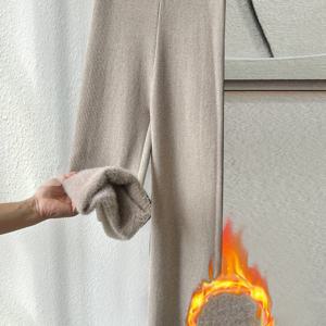 TEMU 여성용 우아한 레그 팬츠 - 신축성 없는 포멀 & 데일리 트라우저, 우아한 오피스룩, 파티, 여성용 데일리 팬츠 - 가을/겨울, 겨울 의류, 클래식 디자인, 튼튼한 구조, 스타일리시한 하의, 패션 애호가, 파티 웨어, 망사바지, 니트바지, 치마바지, 니트 바지, 여성골지바지, 흰바지