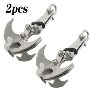 TEMU 2개 스테인리스 스틸 접이식 후크, 4발 다용도 후크, 등산, 캠핑, 백팩 고정용 내구성, 캠핑 장비,야외 필수품,휴대용 후크,컴팩트 디자인,녹 방지 후크,기어 후크,야외 활동 애호가,하이커
