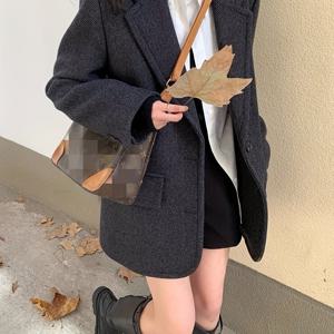 TEMU 플러스 사이즈, 여성용 플러스 사이즈 우아한 라펠 칼라 재킷 - 겨울용 맞춤 코트, 노치 라펠 & 포켓, 세탁기 사용 가능한 단색 전문 & 정장 (신축성 없는 원단), 결혼식, 비즈니스용