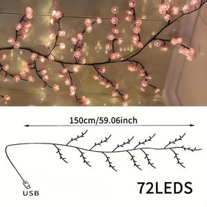 TEMU 벚꽃 트리 조명, 인조 벚꽃 침실 장식 조명, 파티, 레스토랑, 댄스, 벽 장식, 결혼식, 축제용 신기한 조명, 크리스마스, 홈 분위기 조명에 적합