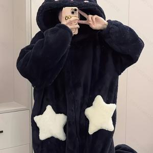 TEMU 가을 겨울 파자마, 코랄 두꺼운 캐릭터 바디슈트, 패셔너블하고 다용도 두꺼운 스타일, 귀엽고 사랑스러운 여성용 캐주얼 캐릭터 아우터웨어, 홈웨어로 착용 가능, 겨울 잠옷,추운 날씨용 파자마,귀여운 잠옷,스타일리시 라운지웨어,부드러운 코랄 플리스,편안한 원단,바디슈트 파자마,여성용 파자마,여성 패션