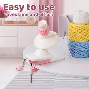 TEMU ONBAGLST-1 수동 핸드 크랭크 실 감기 기계 데스크탑 클램프 포함 - 휴대용 실 감기 기계 크로셰 & 니팅용 - 무료 로빙 실 감기 기계 (화이트/핑크/블루) - 니터, 직조가, 공예가를 위한 이상적인 선물