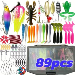TEMU 완벽한 아웃도어 낚시 루어 세트, 태클 박스 포함, 루어, 커브 훅, 소프트 베이트, 훅 포함, 배스, 송어, 바닷물 민물 호수용, 408/89피스 고급 세트, 크리스마스 추수감사절 할로윈 선물로 완벽, 송어 낚시,베스 낚시,다색 루어,전체 세트,내구성 있는 후크,고품질 미끼,낚시 키트,낚시꾼을 위한 선물,어부들