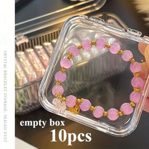 TEMU 10개 세트 골드 뚜껑 & 비즈 장식 가장자리 아크릴 네일 폴리쉬 디스플레이 박스 - 주얼리 등급 미니 여행용 케이스, 네일 아티스트용 매니큐어 보관 정리함, 휴대용 스택 가능 네일 폴리쉬 홀더 (전문가용 & 일반용)