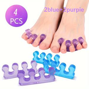 TEMU 4pcs (4개) 여성용 소프트 젤 발가락 & 손가락 스페이서 - 살롱 퍼플 & 블루 네일 패드, 균일한 네일을 위한 논-젤 스페이서, 매니큐어 페디큐어 팁, DIY 발 & 손 관리, 센시티브 베이지