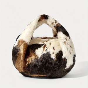 TEMU 여성용 우아한 플러시 인조 핸드백 - 부드럽고 푹신한 클러치 & 크로스바디 지퍼 클로저, 브라운/화이트/블랙, 웨딩, 파티용 내구성 좋은 핸드헬드 - 베이지, 블랙