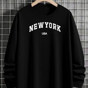 TEMU 남성용 오버사이즈 빅 & 탈 롱 슬리브 티셔츠 - 통기성 라운드 넥 캐주얼 & 스트리트웨어 셔츠, 랜덤 프린트, 봄/가을 레이어링에 적합, 청소년 & 사이즈 (쉬운 관리, 내구성 있는 캐주얼 의류), 플러스 사이즈|빅사이즈