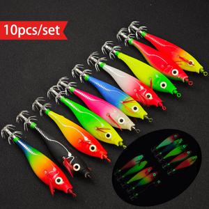 TEMU 10개입 Avlcoaky 야광 새우 문어 지그 훅 - 10cm/10g 생생한 색상 (빨강, 초록, 노랑, 주황, 분홍) 라운드 벨리 루어 & 민물/바닷물 낚시용 공명 벨, 낚시 루어, 생생한 루어 디자인, 공명벨, 바닷물낚시, 낚시루어, 쭈꾸미 에기, 민물낚시, 미노우