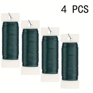 TEMU 4개 플로럴 와이어, 153야드 패들 와이어 22 게이지 녹색, 화환 제작 공예, 플로럴 꽃 장식 및 공예, 플로럴 포장 재료, 플로럴 테이프 & 랩