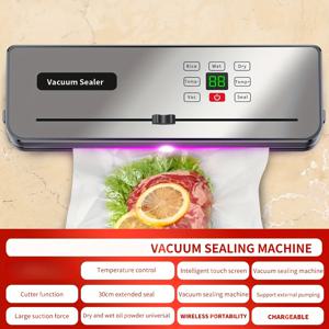 TEMU 디지털 디스플레이 & 수동/리모컨 제어 기능이 있는 휴대용 무선 진공 포장기 - USB 전원 식품 밀봉 기계, 30cm 밀봉 용량, 오래가는 배터리, 가정용 소형 디자인, 신선도 보존에 이상적, 원터치 작동