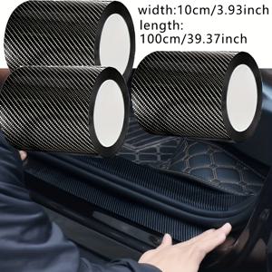 TEMU 3롤 3D 나노 카본 파이버 자동차 도어 엣지 보호 필름 • 방수 및 스크래치 방지 PVC 충돌 방지 필름, 블랙, 대부분의 차량에 적합, 쉬운 설치, 차량 보호, 세련된 자동차 액세서리, 스타일리시 프로텍터,로우프로파일 필름,방수 소재,스크래치 방지 코팅,차량 필름,자동차 애호가,차량 소유자
