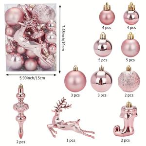 TEMU 31개 우아한 골드 & 핑크 크리스마스 트리 장식 - 부드러운 광택 구형 행잉 장식, 골드 액센트, 크리스마스, 생일, 졸업, 크리스마스 장식에 완벽, 크리스마스에 최고, 투명볼, 룸 데코, christmas tree decorations, 크리스마스볼, 트리 오너먼트, 크리스마스 오너먼트