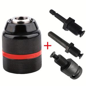 TEMU 4개 키리스 라쳇 금속 드릴척 세트 (1/2-20UNF 스레드, 2~13mm 클램핑 범위 (0.08~0.51인치)), 자동 잠금척, Sds-plus 생크 (임팩트 해머용) & 육각 생크 (임팩트 드라이버용), 소켓 사각 어댑터 (임팩트 렌치용), 키레스 척