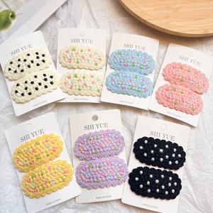TEMU 14개 세트 여아용 헤어 액세서리, 멀티컬러 니트 BB 클립, 귀여운 앞머리 및 날림 머리 클립, 가을 겨울 헤어 액세서리