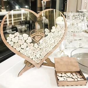 TEMU 2D 플랫, 웨딩 게스트북 스탠드 및 사인 박스 - 하트 모양 테이블 센터피스, 웨딩 파티 장식용 이름 및 날짜 디스플레이, 리셉션 사인 인 북, 입구 및 이벤트용 내구성 있는 게스트 리스트 오거나이저