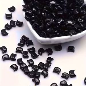 TEMU 100개입 6×7mm 고양이 머리 비즈 - 핑크, 화이트, 블랙, 블루, 퍼플 & 멀티컬러 반투명 귀여운 고양이 디자인 유리 비즈, 주얼리 제작, 팔찌, 목걸이, 귀걸이용, 창의적인 애호가에게