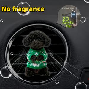 TEMU 2D 플랫, 1개 귀여운 블랙 푸들 차량용 공기 청정기 클립 - 대시보드, 통풍구 및 에어컨 아웃렛용 2D 플랫 냄새 중화제, 리필 가능 (향기 미포함) - 반려동물 친화적, 재사용 가능한 디퓨저, 2D 플랫|차량용방향제