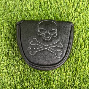 TEMU 스컬 & 크로스본즈 장식 골프 퍼터 커버 - 블랙/화이트 스컬 디자인, 부드러운 안감, 클로저, 안전한 핏 퍼터 헤드, 할로윈, 죽음의 날, 크리스마스, 부활절용 - 내구성 있는 골프 액세서리