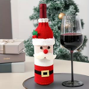 TEMU 1개 우아한 크리스마스 레드 와인 장식 세트 (눈사람 & 산타 모자 포함) - 축제 분위기의 파티 장식, 전기 불필요, 결혼식, 생일, 크리스마스 & 추수감사절 홈 데코에 완벽, 기념 행사 선물로 이상적, 파티용품, 축제분위기, 생일파티용품, 홈데코