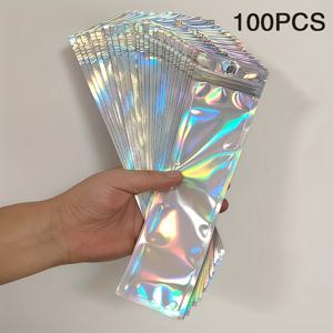 TEMU 100개 백 | 6x23cm, 펜, 립스틱, 주얼리, 인조 속눈썹, 사탕, 주얼리 제작 용품에 적합 | 결혼식, 기념일, 생일, 솔로 파티에 적합 | 방진, 주름 방지, 퇴색 방지, 지퍼 잠금