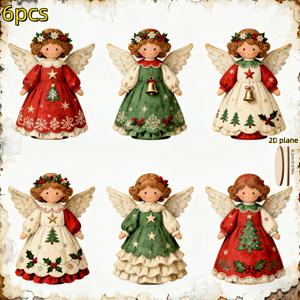 TEMU 6/12개 나무 천사 크리스마스 트리 장식 - 스타일, 실내/실외 사용 가능한 걸이 장식, 시즌별 홈 데코, 전기 불필요, 크리스마스 트리 장식, 크리스마스에 최고, , 가랜드, 겨울 환경꾸미기, 크리스마스 장식, 오너먼트, 인형 키링, 계절 장식