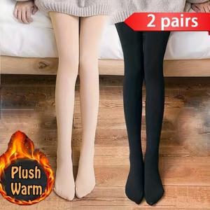 TEMU 여성용 겨울 플러시 레깅스 2벌 세트. 하이웨이스트 디자인, 신축성 좋고 두꺼운 소재로 따뜻함을 제공하며 부드럽고 차가운 느낌을 줄여주어 추운 날씨에 쾌적하게 지내기에 이상적입니다.