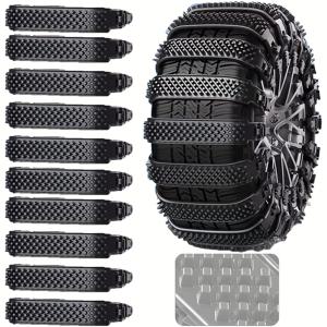 TEMU 10개입 헤비듀티 미끄럼방지 스노우 타이어 체인 - 재사용 가능한 TPU 트랙션 체인, 자동차 및 SUV용, 내구성 강한 겨울용 타이어 체인, 모든 차량, 트럭, SUV, 밴용 - 차량 타이어 보호, 눈길 액세서리, 트랙션,고강도 소재,SUV소유자,트럭 운전사