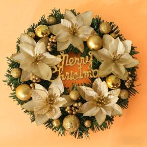 TEMU 우아한 골드 레스 & 플로럴 액센트가 있는 골드 볼 장식 - 스타일 크리스마스 벽걸이 장식, 전기 불필요, 내구성 좋은 폴리에틸렌 벽걸이, , 파티 용품, 크리스마스 장식, 크리스마스에 최고