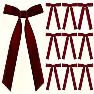 TEMU 10개 빨간색 크리스마스 리본 - 벨벳 장식 리본, 장식, 선물 포장, 공예, 화환 및 트리 장식에 적합, 고급스러운 공주 스타일 (크리스마스, 추수감사절, 할로윈), 고급스러운 질감의 공예 재료