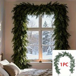 TEMU 생생한 인조 삼나무 화환 - 초장형 180인치(1.8미터) 상록 가지, 내구성 강한 플라스틱 크리스마스 트리 장식, 유지 관리 불필요한 인조 소나무 화환, 실내/야외 휴일 장식, 화환, 집, 사무실, 파티용 - 사계절 장식, 크리스마스 인조 꽃 가랜드, 사무실 장식,축제 장식,우아한 디자인,리얼리스틱 포리지,홈 데코레이터,이벤트 플래너