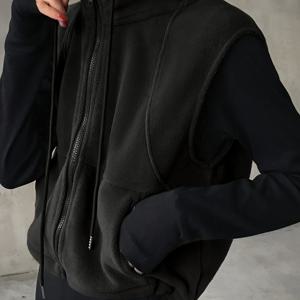 TEMU 여성용 우아한 민소매 재킷 - 풀 지퍼 앞면, 구조적인 칼라 & 지퍼 포켓, 세탁기 사용 가능한 캐주얼/포멀 행사용 아우터, 솔리드/다른 색상, 다용도 | 모던 캐주얼 스타일 | 튼튼한 원단 조끼