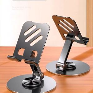 TEMU 360도 회전 알루미늄 합금 휴대폰 스탠드 - 휴대용 접이식 데스크탑 홀더, 모든 스마트폰 및 태블릿에 적합, 17개 축제에 이상적인 사무실 액세서리, 책상용 휴대폰 스탠드, 태블릿 홀더, 모던 액세서리|책상