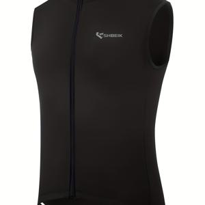 TEMU 남녀 공용 하이 스트레치 보온 사이클링 조끼 - 풀 지퍼 방풍 및 방한 겨울 자전거 재킷, 슬림핏 스탠드 칼라 지퍼 포켓, 세련된 스포티 디자인, 고탄성 원단|자전거