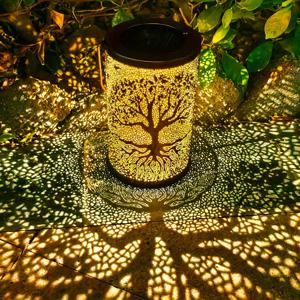 TEMU BEAKJEONG 태양광 라이프 트리 패턴 랜턴 | 야외 정원 및 실내 테이블용 메탈 장식 램프, 창의적인 홈 데코 야간 조명, 축제 선물로 적합|식탁조명