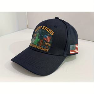 TEMU 250주년 기념 자유의 여신상 & 국기 장식 스냅백 캡 - 블랙/브라운 골드 레터링, 1776-2026 기념 모자, 4th of July, 파티 및 역사적 행사용 가벼운 핏 (공식 컬렉터블)