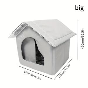 TEMU 통풍 기능이 있는 사계절용 캣하우스 둥지 - 튼튼한 옥스포드 천 애완 동물 침대, 포근한 내부, 간편한 조립, 전천후 보호, 실내 고양이 및 소형 애완 동물에게 이상적, 실내 애완 동물 가구, 로지 스타일 가구, 견고한 구조