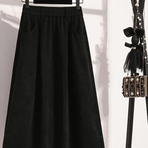 TEMU 여성용 코듀로이 드레스 - 복부 컨트롤 미디엄 길이 A라인 스커트, 탄력 있는 허리, 갈색 (복부 커버), 포켓 - 겨울 및 가을에 적합한 반정장 이벤트용 - 세탁기 사용 가능한 코듀로이 의상|여성원피스|옷|여성의류