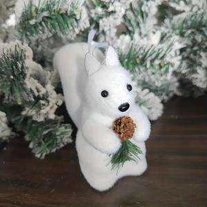 TEMU 다람쥐 봉제 인형 장식 - 부드러운 PVC 크리스마스 트리 장식 (소나무 열매 & 녹색 식물 포함), 귀여운 실내 장식용 동물 인형, 집 & 방 장식, 크리스마스, 부활절, 발렌타인데이 완벽한 선물, 다람쥐 크리스마스 장식