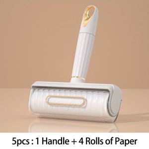 TEMU 5개입 강력한 뜯어쓰는 보풀 롤러 세트 (끈끈이 종이 포함) - 의류, 가구, 침대 시트, 반려동물 털, 카펫용 강력 접착식 패브릭 보풀 제거제